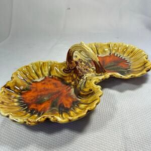 Marcia of California USA, MCM Ceramic Divided Serving Dish With Handle 1960's